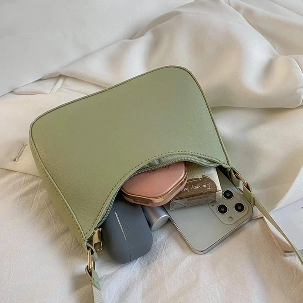 New Women's Fashion Handbags Retro Solid Color PU Leather Shoulder Underarm Bag Casual Women Hobos Handbags sac à main femme