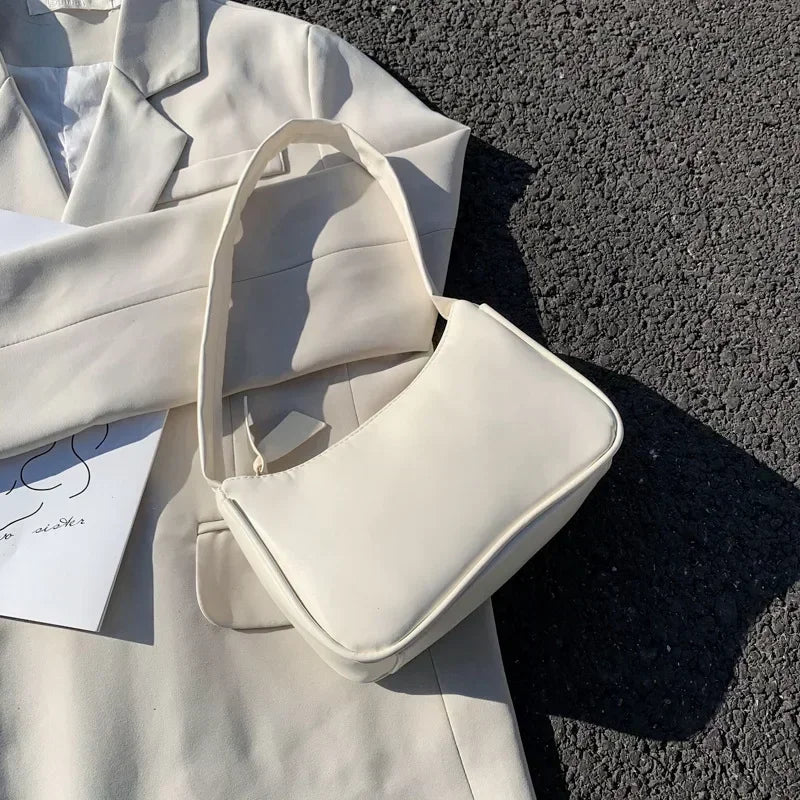 New Women's Fashion Handbags Retro Solid Color PU Leather Shoulder Underarm Bag Casual Women Hobos Handbags sac à main femme