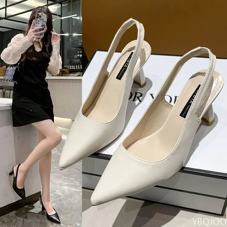 2025 Summer new pointed high heels Women's sandals Casual Shallow mouth shoe Fashion elegant ladies shoes Zapatillas Mujer 
