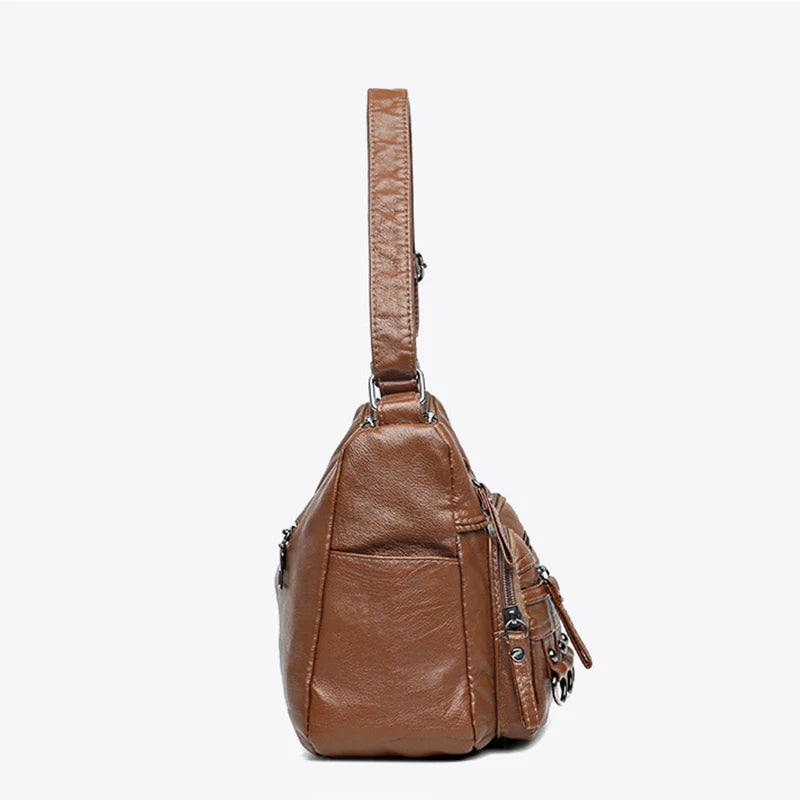 Vintage Pu Leather Luxury Purses and Handbags High Quality Women's Bag Design Multi-pocket Ladies Crossbody Shoulder Bags