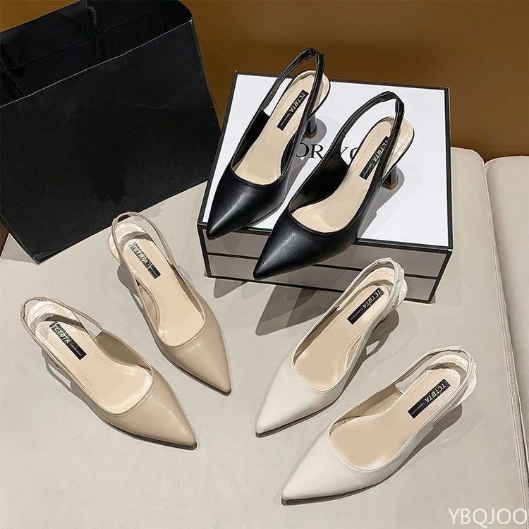 2025 Summer new pointed high heels Women's sandals Casual Shallow mouth shoe Fashion elegant ladies shoes Zapatillas Mujer ﻿