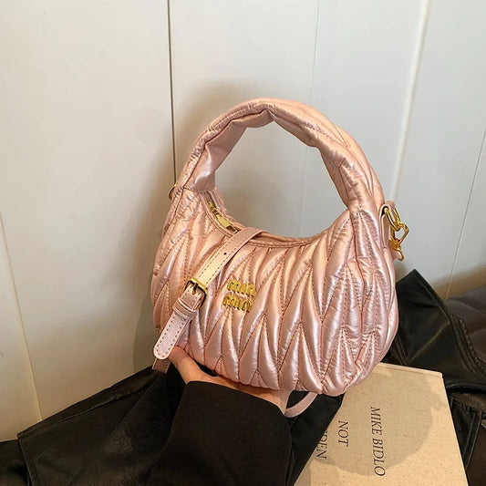 Fashionable Folded Bean Bag Women's Shoulder Bag Korean Style Summer Hot Sale Of The Season Handheld Crossbody Bag Simple Design