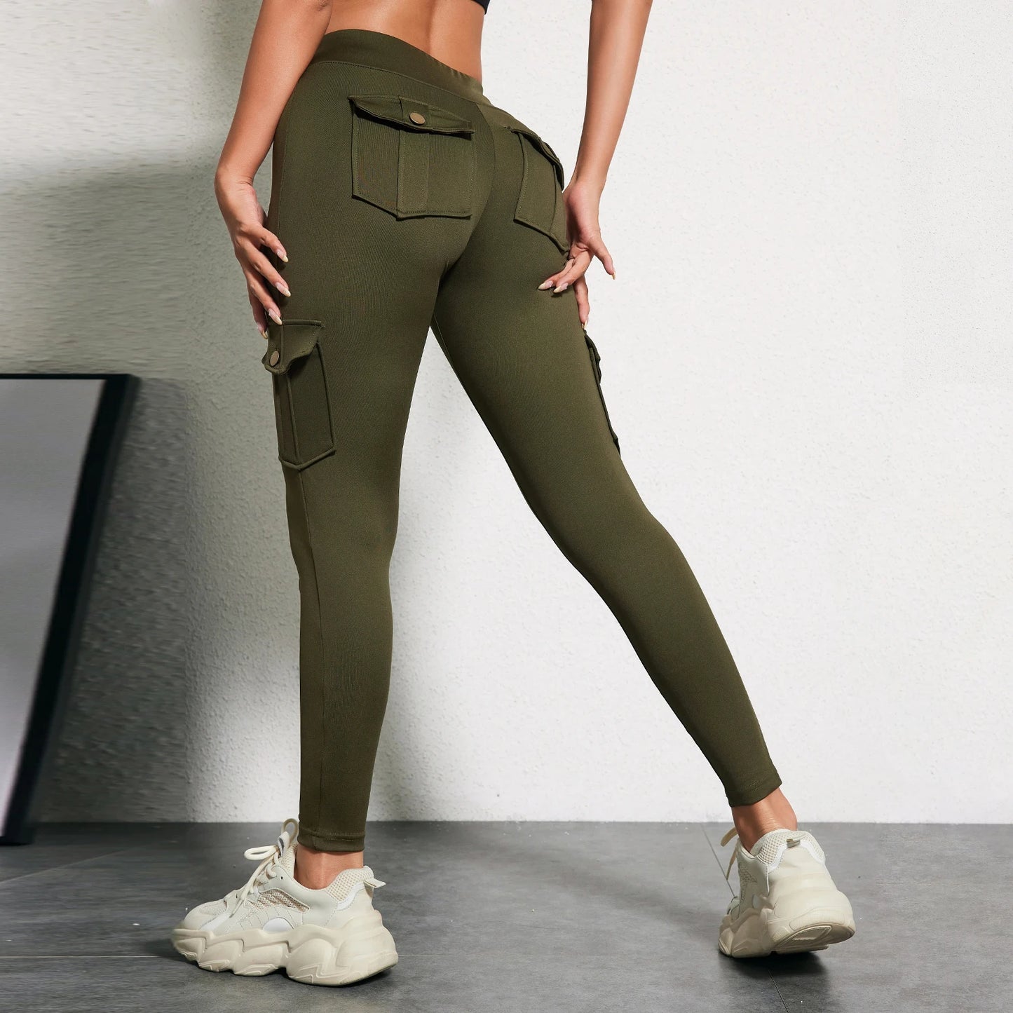 CHRLEISURE Seamless Yoga Pant with Pocket Women's Hip Lifting Sport Leggings Gym High Waist Fitness Tight Elastic Slim Workwear